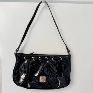 Dooney Bourke Black Patent Leather Shoulder Bag Mint Condition Gold Hardware